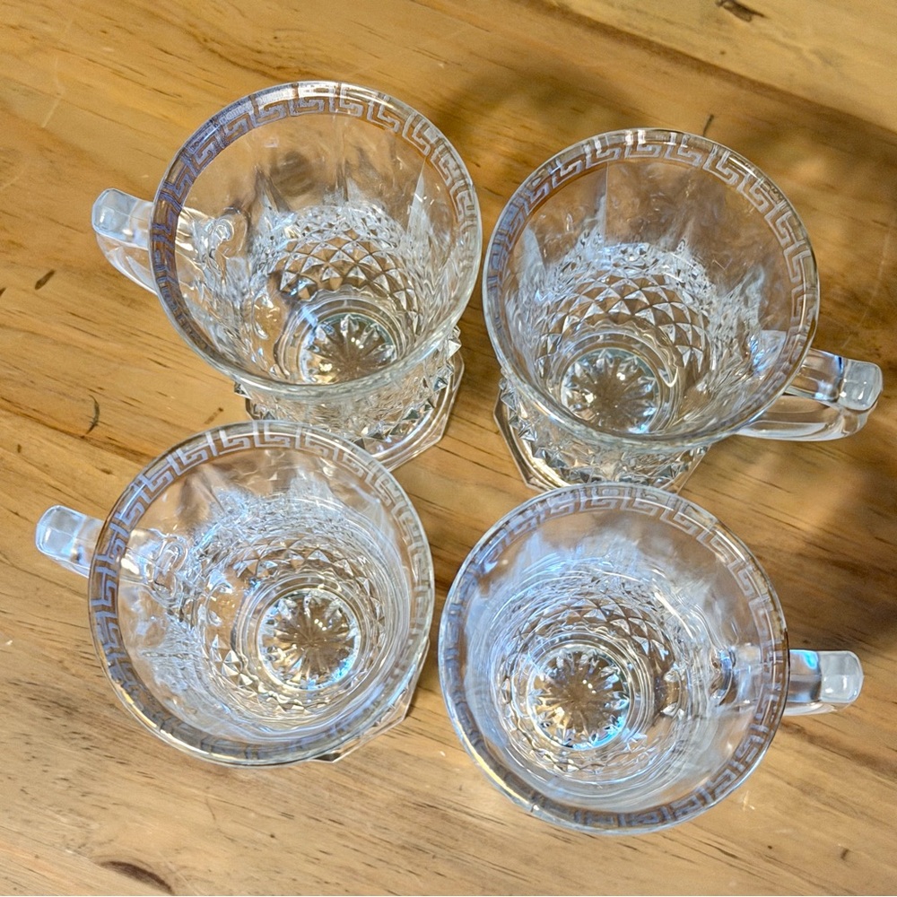 Vintage Astra Gold Cut Crystal Mugs – Gold Greek Key Trim – Set of 4 - Picture 6 of 11
